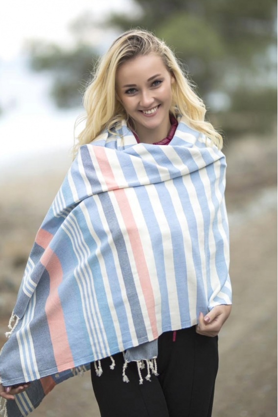 Trivia Blue & Navy Blue  Peshtemal