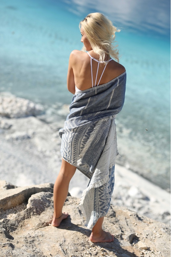 CHAPUTS Venusta Navy Blue Peshtemal