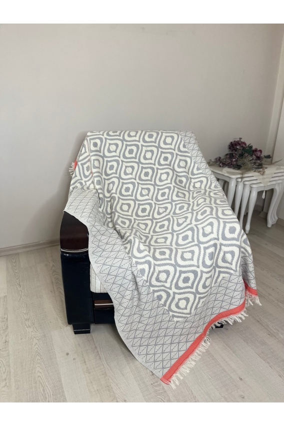 CHAPUTS Drop Throw - Grey & Coral