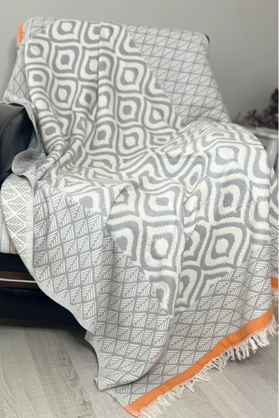 Drop Grey & Orange Throw