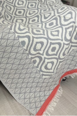 Drop Grey & Coral Throw