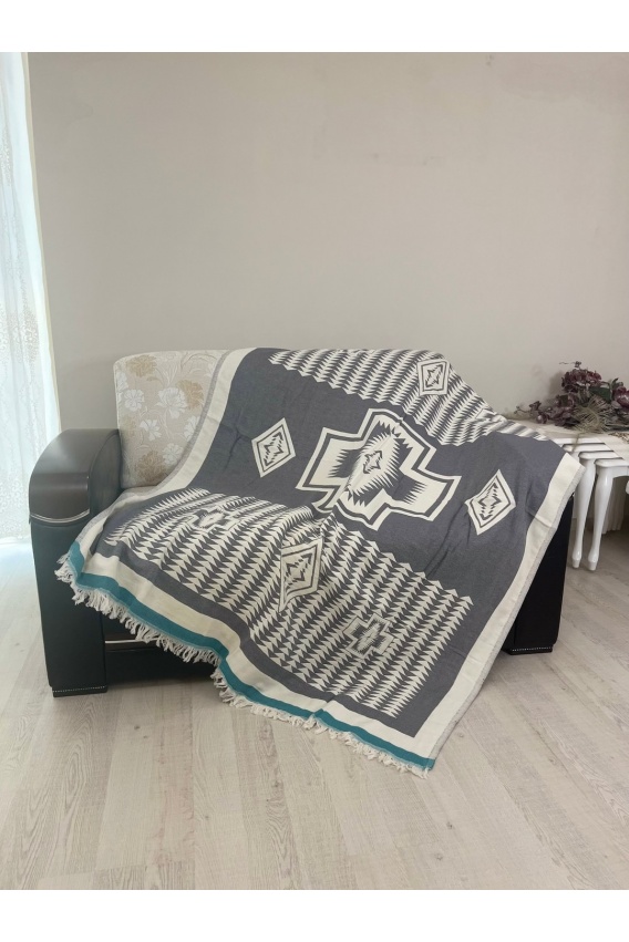 CHAPUTS Geo Throw - Grey & Blue