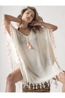 ATELIER CHAPUTS Side Tassels White Dress