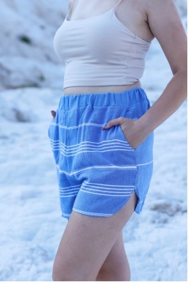 ATELIER CHAPUTS Didyma Blue Beach Shorts