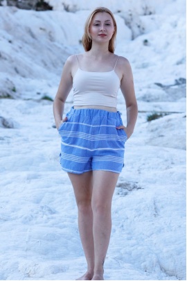 ATELIER CHAPUTS Didyma Blue Beach Shorts