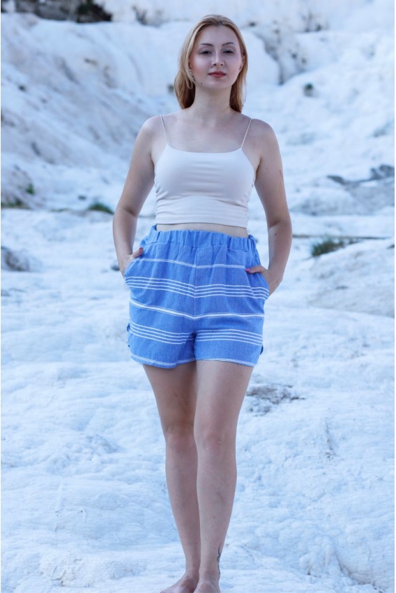 ATELIER CHAPUTS Didyma Blue Beach Shorts